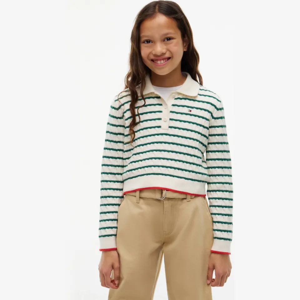 Tommy Hilfiger gebreide gestreepte trui - groen, foto 4
