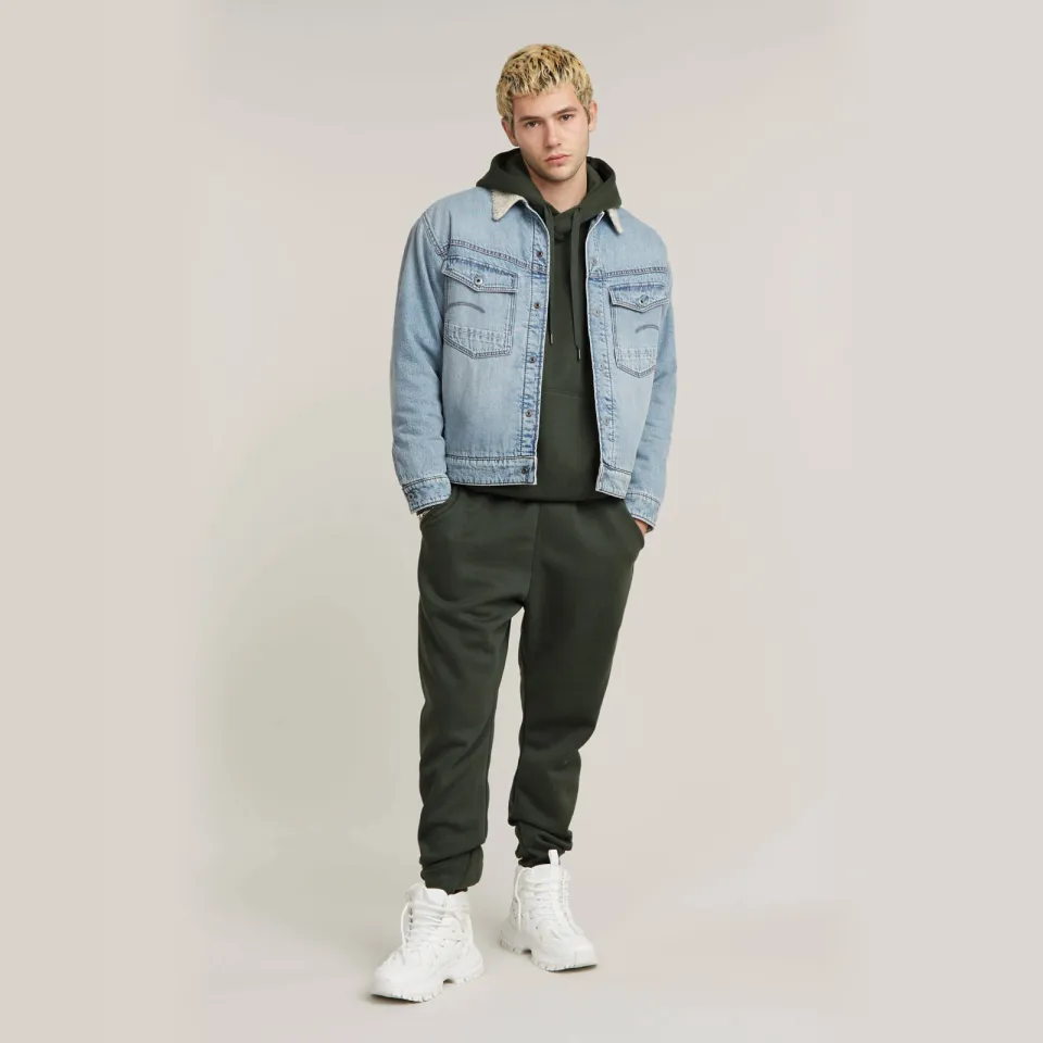 G-Star hoodie Premium Core met logo graphite Donkergroen