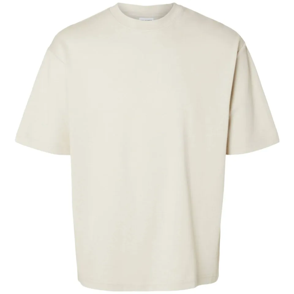 Selected loose fit T-shirt SLHLOOSEOSCAR beige, foto 2