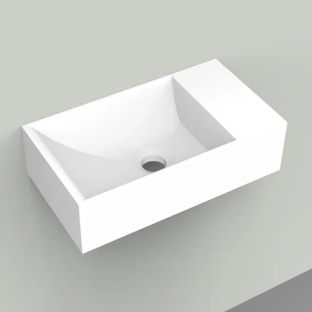 Arcqua Fontein Arcqua Marble Free 40x22x12 cm Rechts Zonder Kraangat Mat Wit