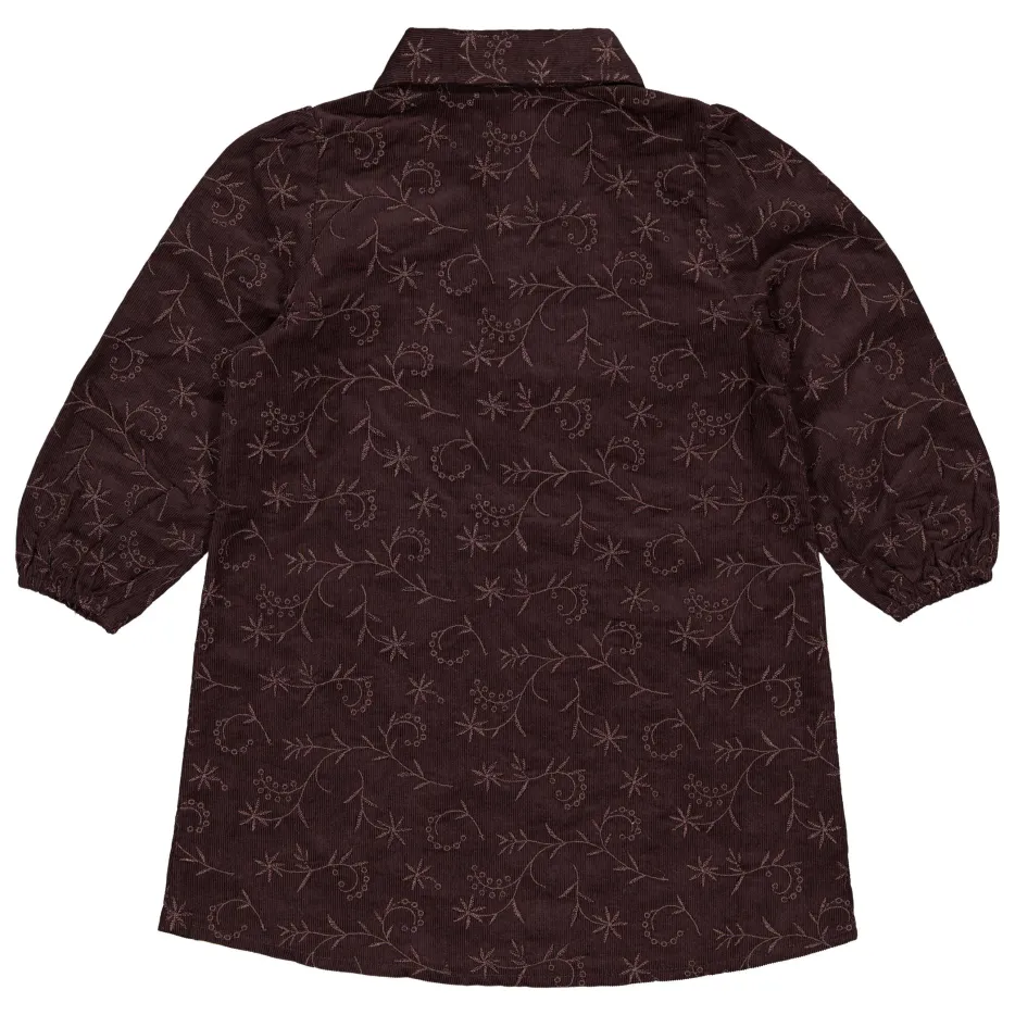 LEVV korte blousejurk met borduursels donkerbruin, foto 3