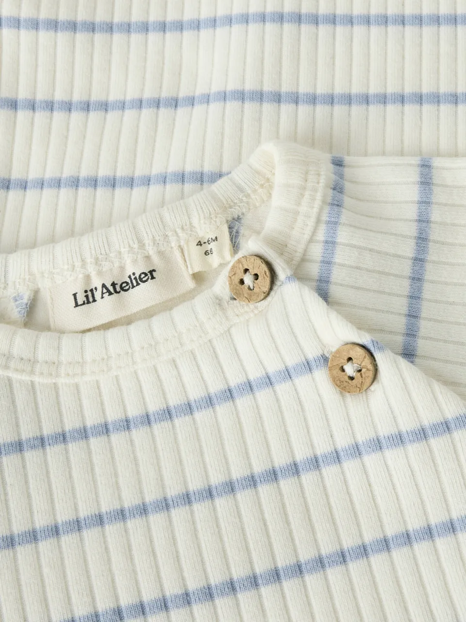 Lil' Atelier BABY romper gestreept ecru/blauw, foto 4