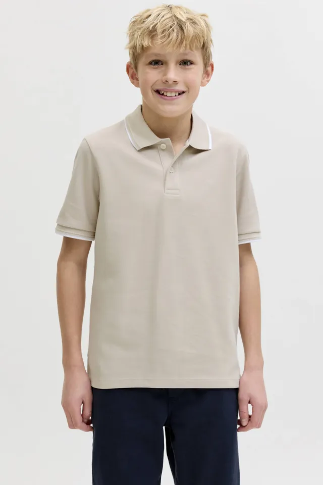 Jack & Jones JUNIOR polo beige Beige/wit