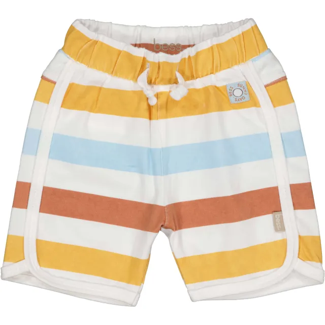BESS regular waist gestreepte casual short oker/bruin/blauw, foto 2