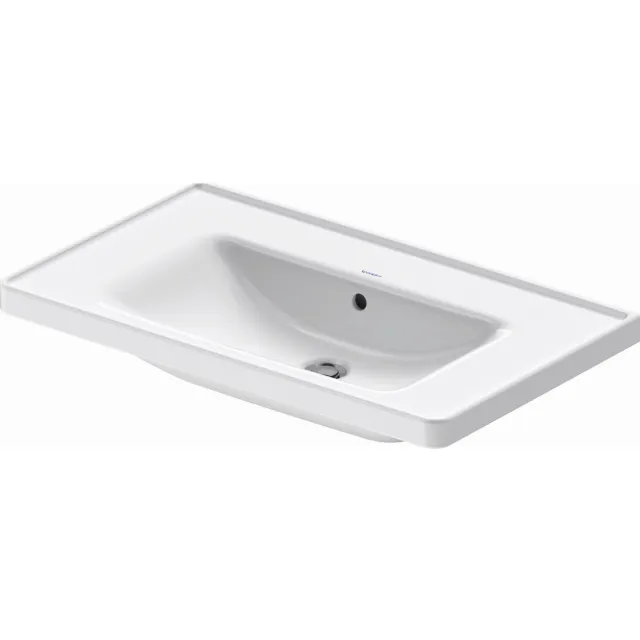 Duravit Wastafel Duravit D-Neo Met Rand Overloop Kraanvlak Zonder Kraangat 80 cm Hoogglans Wit