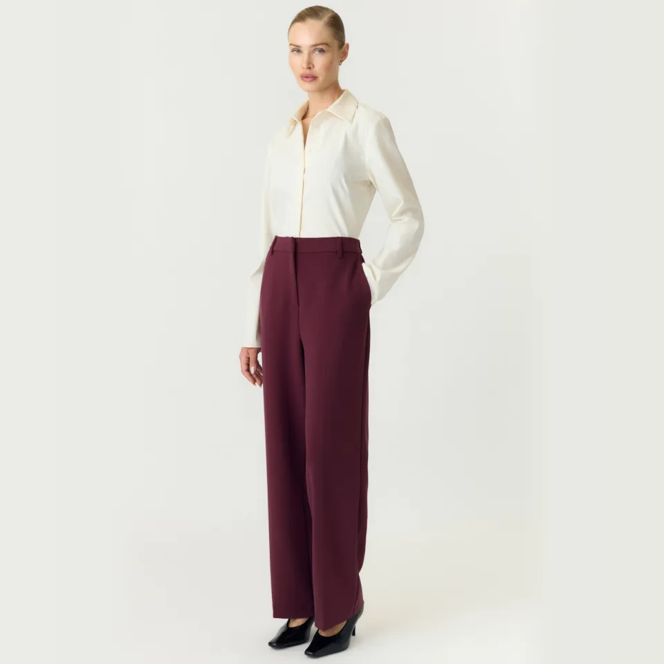 Yas straight leg pantalon - donkerrood