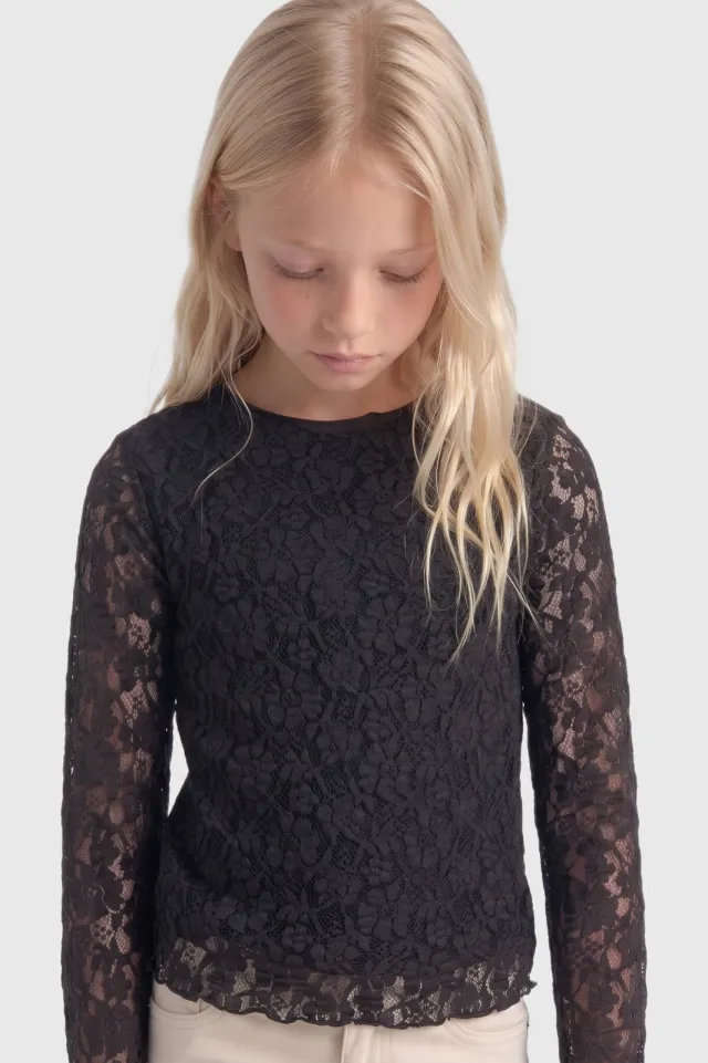 Only semi-transparante longsleeve donkerbruin