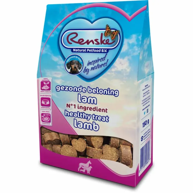 Renske Gezonde Beloning Hartjes Hondensnack Lam 150 gr
