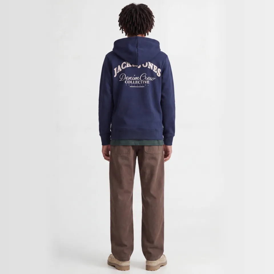 Jack & Jones JUNIOR rechtvallende hoodie met backprint - donkerblauw, foto 4