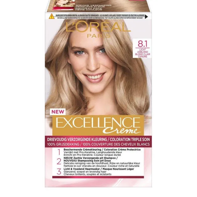 L'oréal Paris Excellence crème haarkleuring 8.1 licht asblond, foto 2
