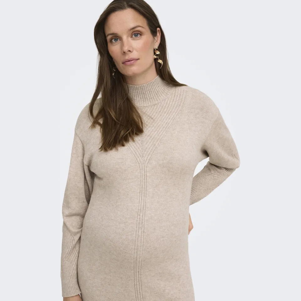 Only Maternity gebreide zwangerschapscoljurk beige, foto 4