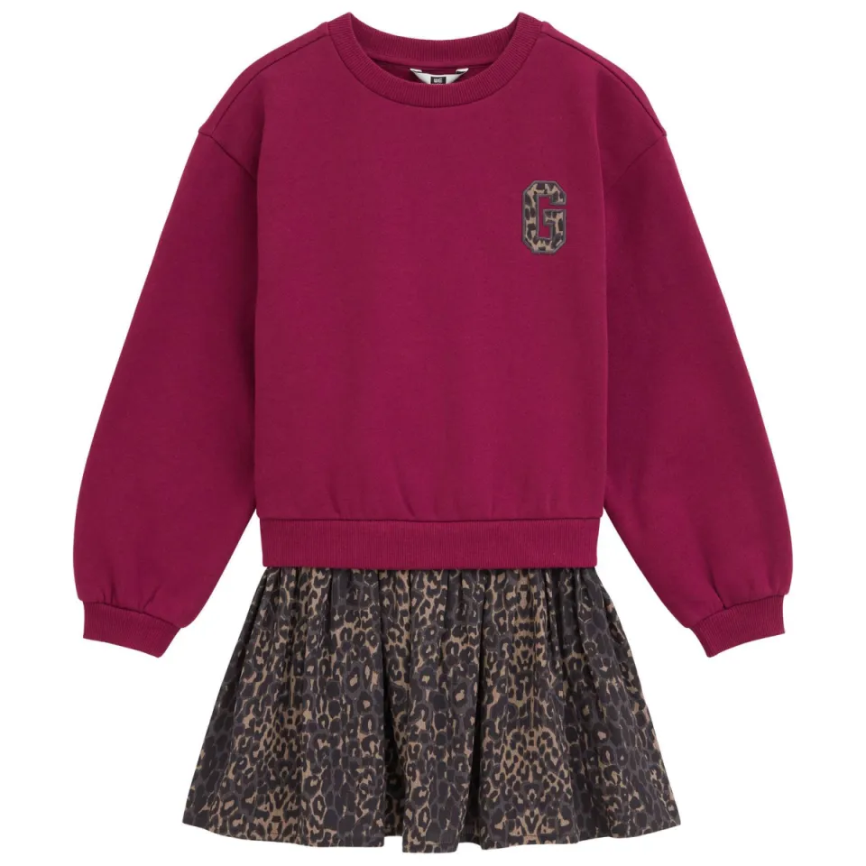 WE Fashion midi sweatjurk met panterprint roze, foto 3