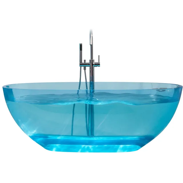 Best Design vrijstaand ligbad resin transparant blauw