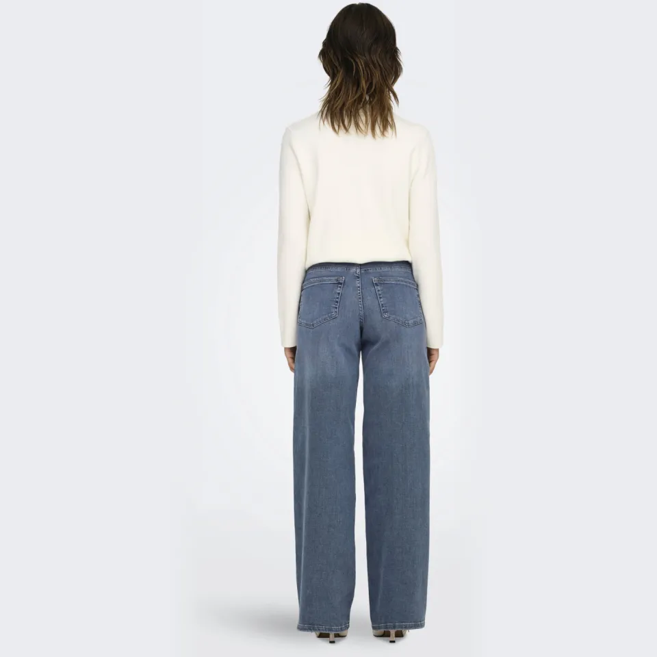 Only high waist wide leg jeans medium blue denim, foto 3