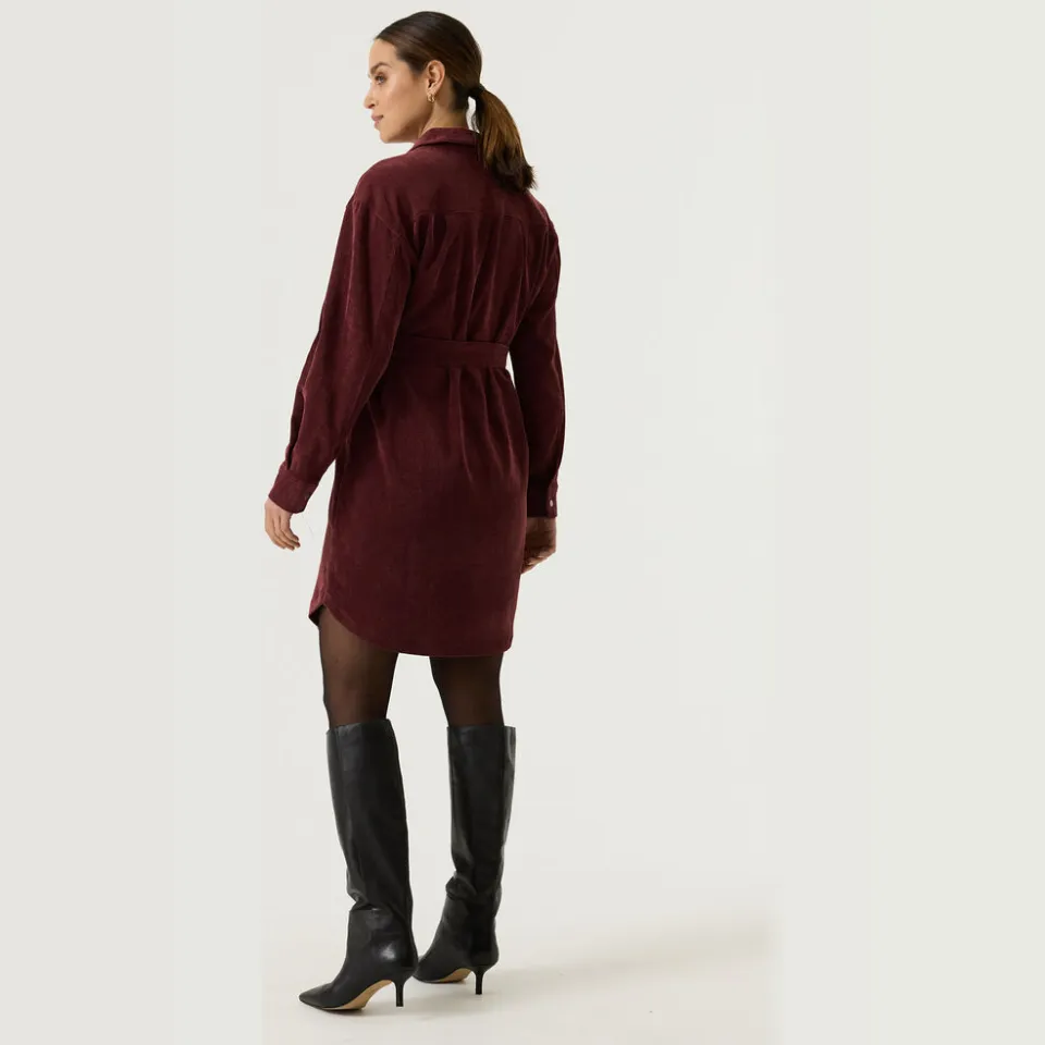 Garcia corduroy mini blousejurk met ceintuur - donkerrood, foto 3