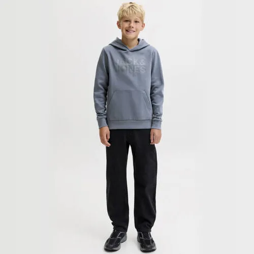 Jack & Jones JUNIOR rechtvallende hoodie met logo - grijsblauw, foto 3