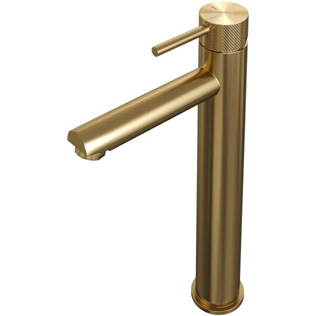 Brauer Wastafelmengkraan Brauer Gold Carving Coldstart Opbouw Hoog Ronde Hendel Geborsteld Goud PVD PVD