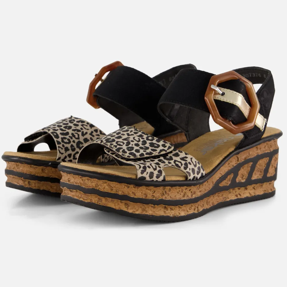 Rieker sandalen met sleehak zwart, foto 3