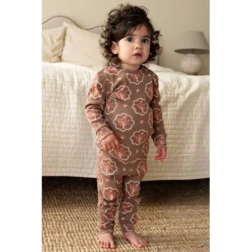 Feetje gebloemde pyjama bruin, foto 3