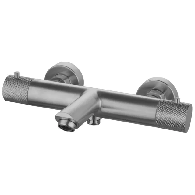Sanilux Badmengkraan Opbouw Sanilux Ribb Thermostatisch Rond Met Geribbelde Knop Gunmetal