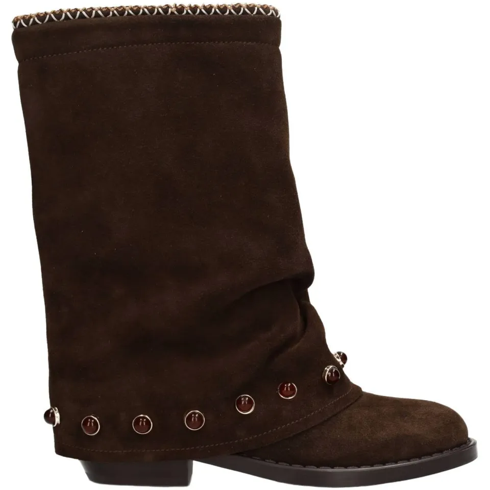 Haboob Camille suède laarzen met studs - bruin
