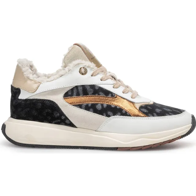 Floris Van Bommel Suvi 02.10 gevoerde leren sneakers wit/panter