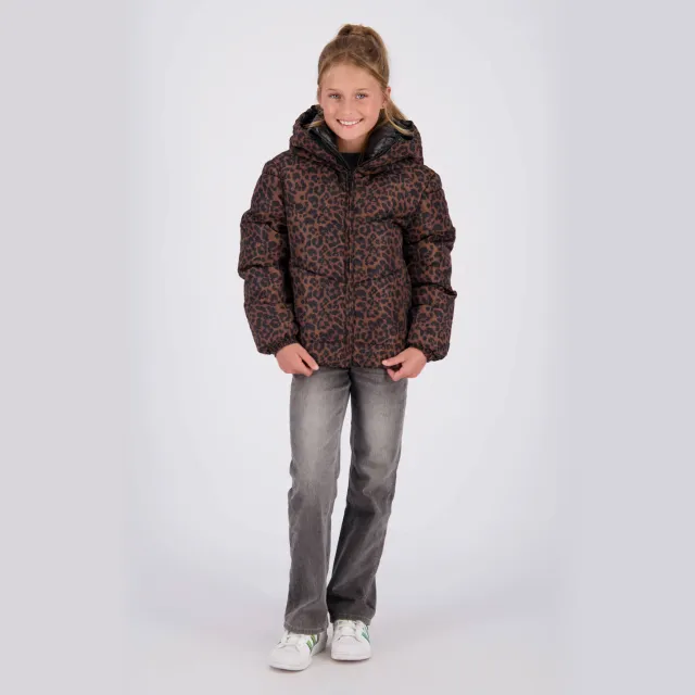 Vingino Tanice winterjas met panterprint bruin