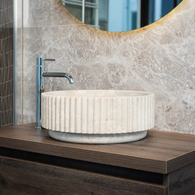 Loutro Waskom Loutro Irini Rond 40x40x15 cm Marmer Loutro Crème