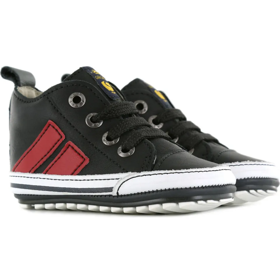 Shoesme BP21W028-D leren babyschoenen zwart/rood, foto 5