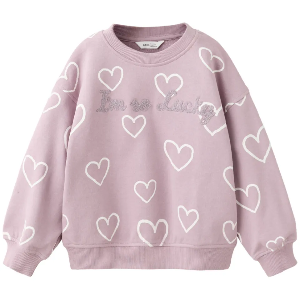 Mango Kids sweater met hartjes - lila, foto 3