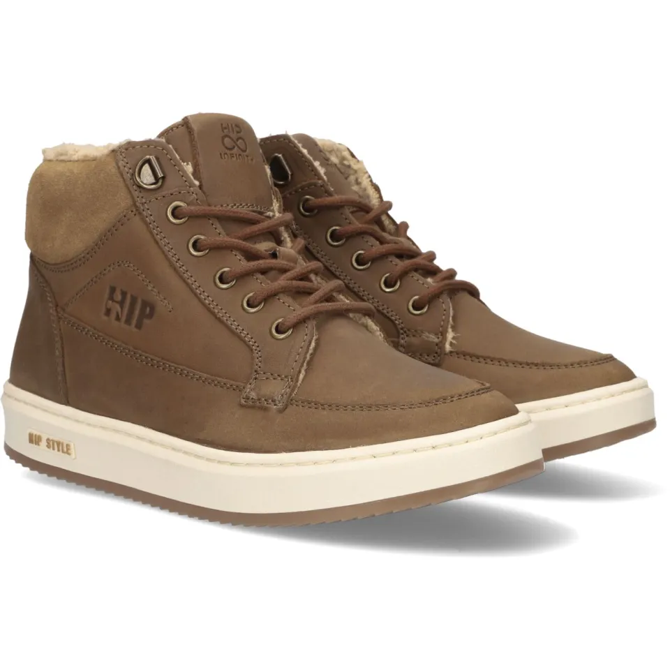 Hip H2136 hoge leren sneaker bruin, foto 4