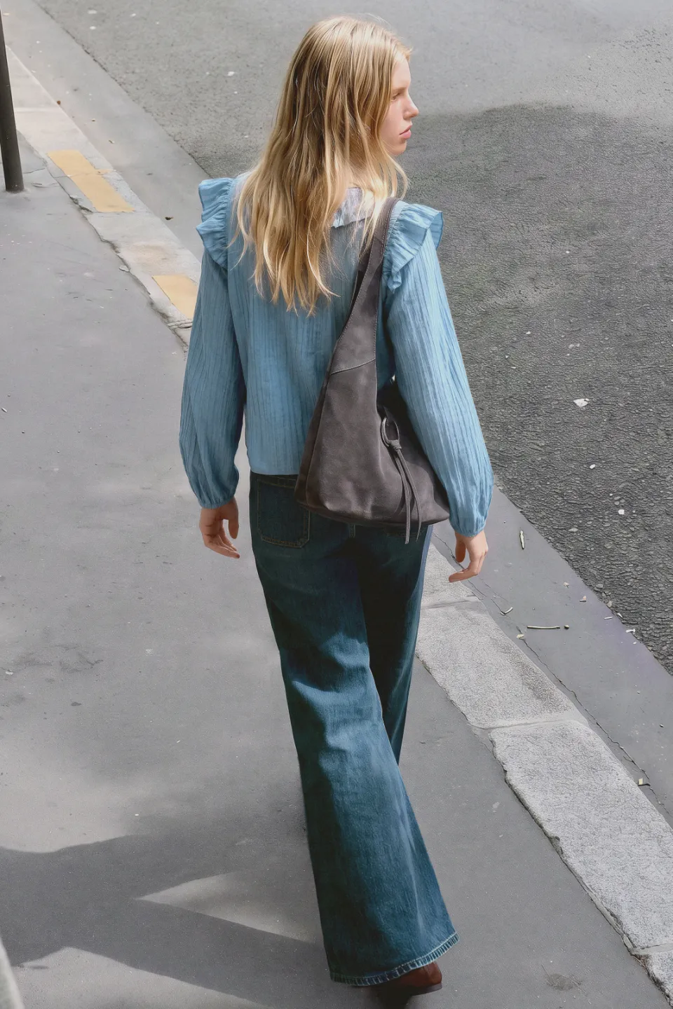 Mango blousetop met ruches blauw, foto 3
