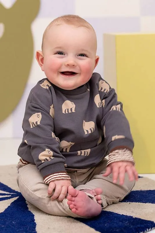 Babyface sweater met print - grijs/beige