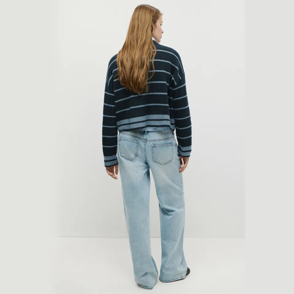 Mango TEEN gebreide gestreepte trui - donkerblauw, foto 3