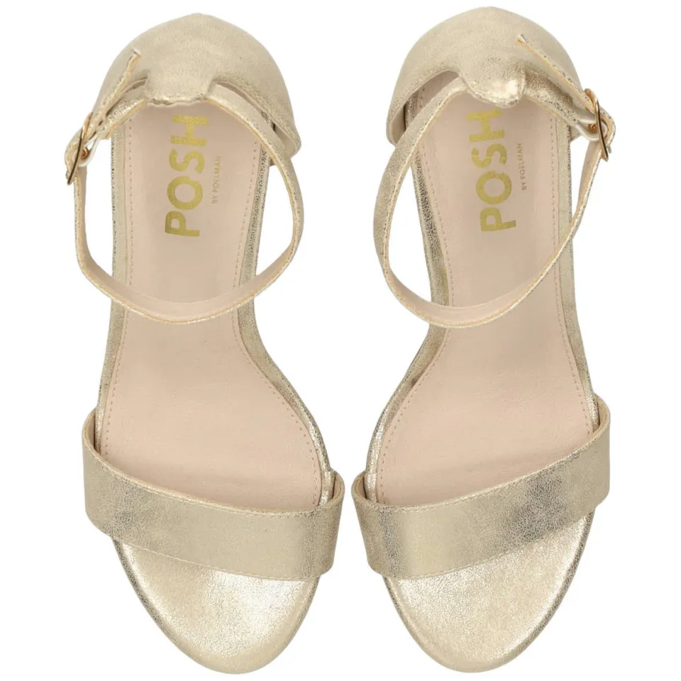 POSH by Poelman Laurie imitatieleren sandalettes met blokhak - goud, foto 3