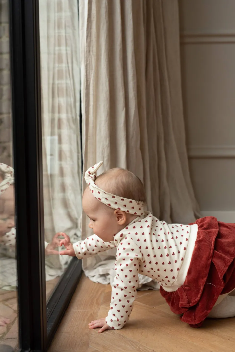 Dirkje set met hartjes - wit/rood