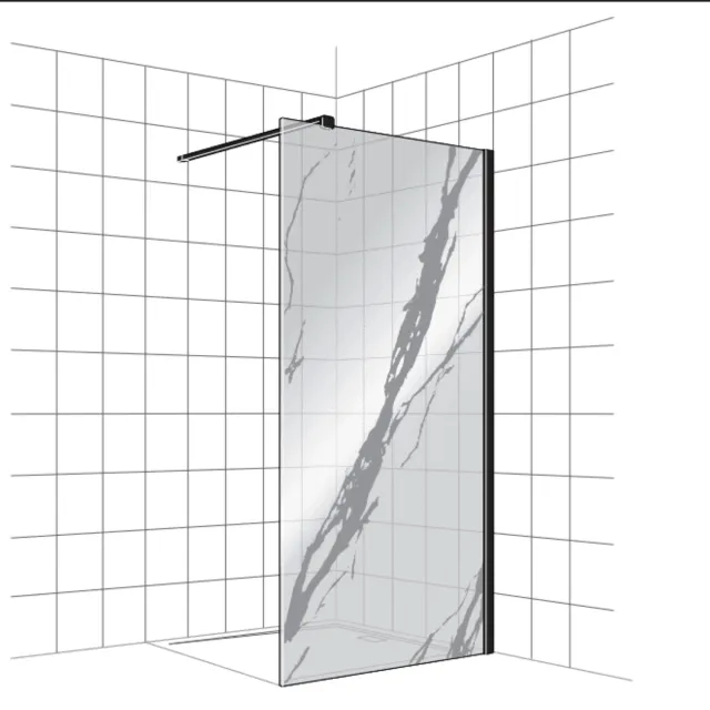 Boss & Wessing Inloopdouche BWS Free Time 140x200 cm Marmer Glas Timeless Coating Mat Zwart Profiel
