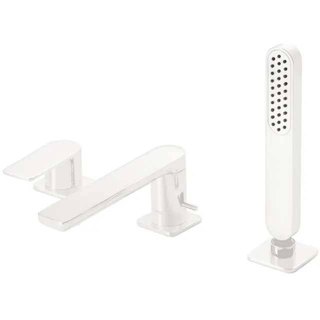 Tres Badrandkraan Tres Loft Colors 1-Hendel Rechte Uitloop 18 cm met Omstel en Handdouche Mat Wit Mat wit -