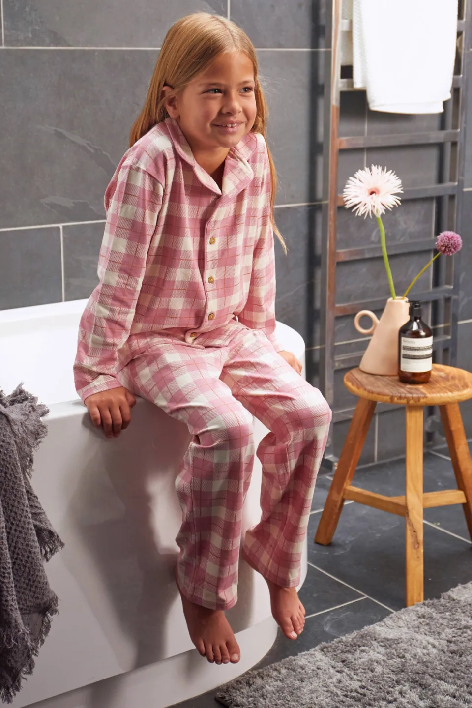 Little Label pyjama met roze geruite print