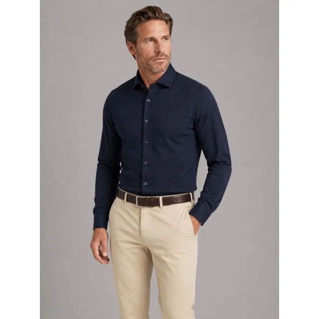 Profuomo Overhemd Lange Mouw Profuomo Supima Overhemd Navy donkerblauw
