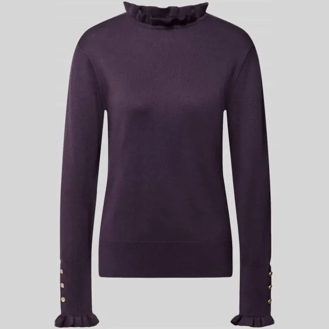 FREE/QUENT Gebreide pullover met opstaande kraag en ruches model 'Katie' Paars