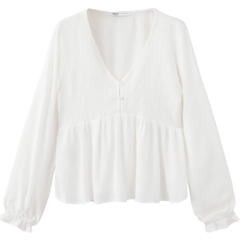 Mango Teen rechtvallende blousetop met ruches naturel wit, foto 2