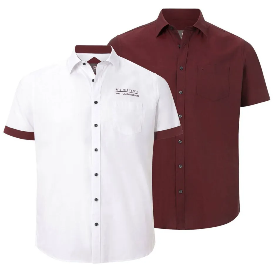 Jan Vanderstorm casual overhemd EVIN Plus Size - (set van 2) rood, foto 3
