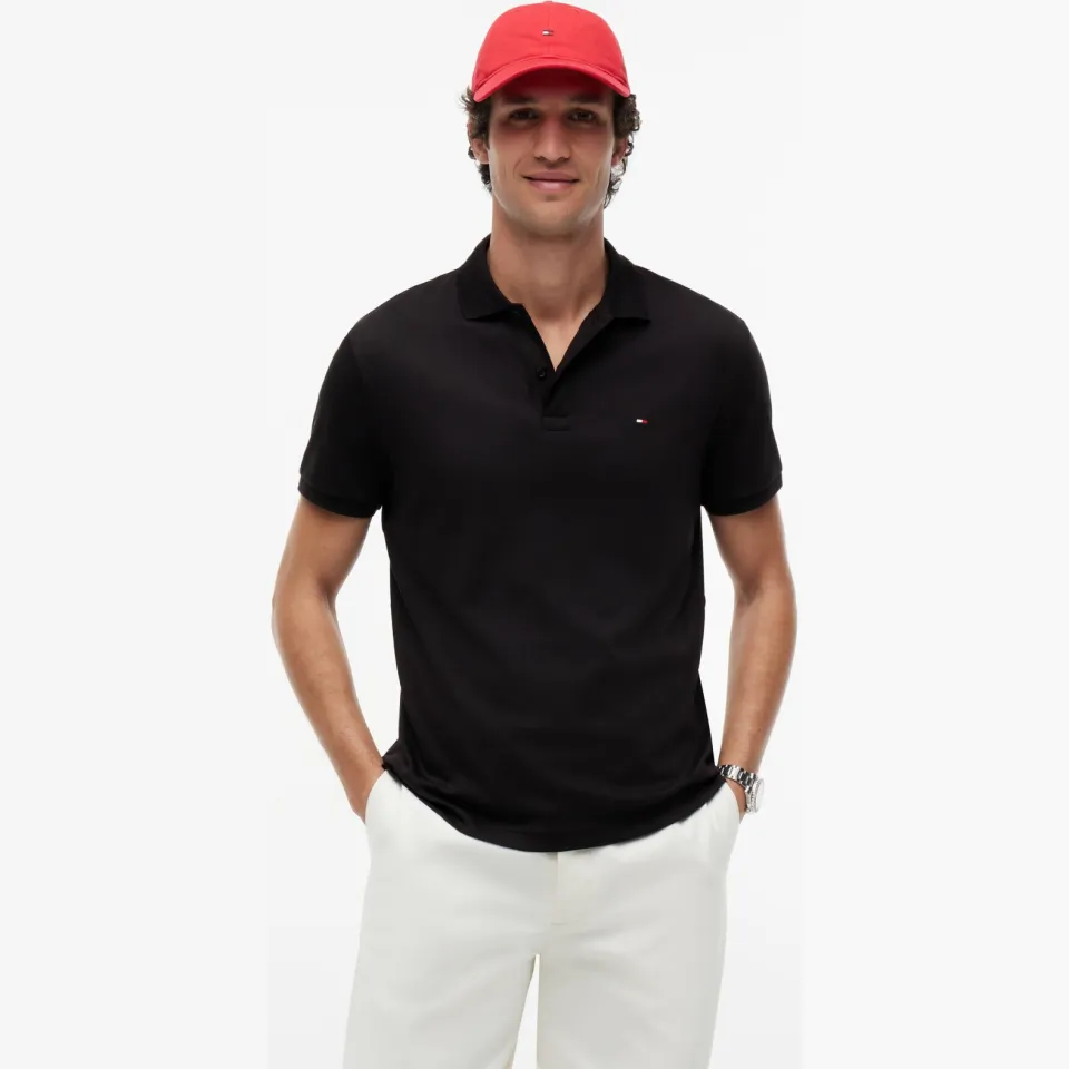 Tommy Hilfiger regular polo zwart
