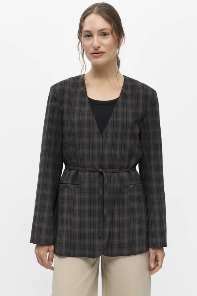 Object regular fit geruite blazer - bruin