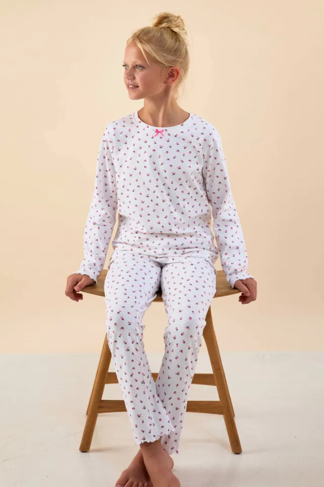 Little Label pyjama met roze bloemenprint Wit/roze