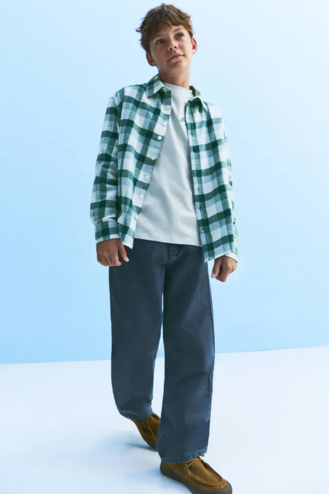 Mango Kids geruit overhemd - blauw/wit