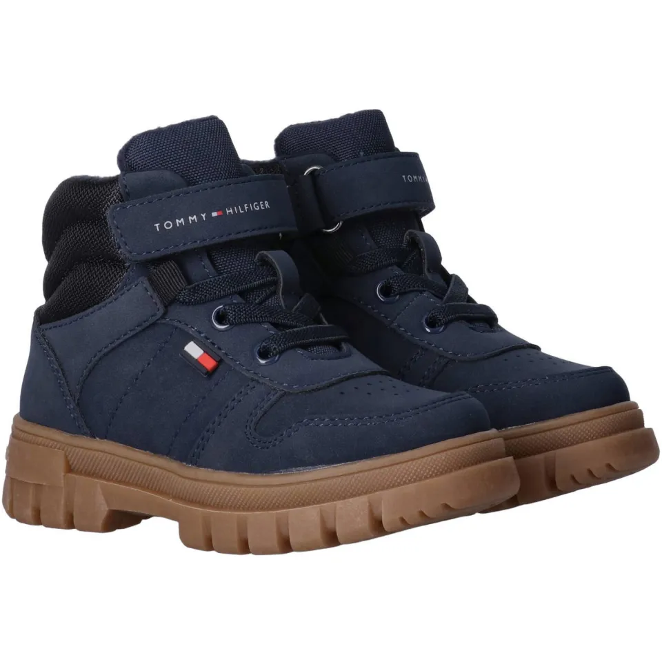 Tommy Hilfiger Peuter/kleuter veterschoenen met profielzool - donkerblauw/zwart, foto 2