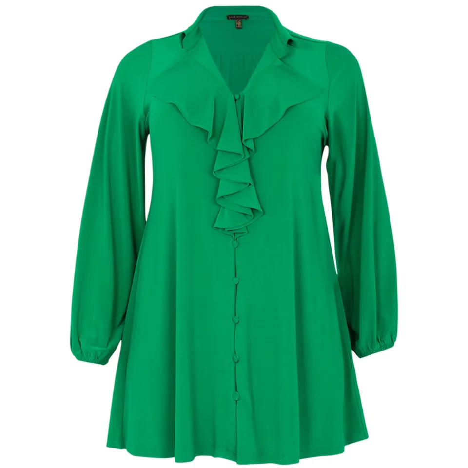 Yoek blouse met ruches groen, foto 3