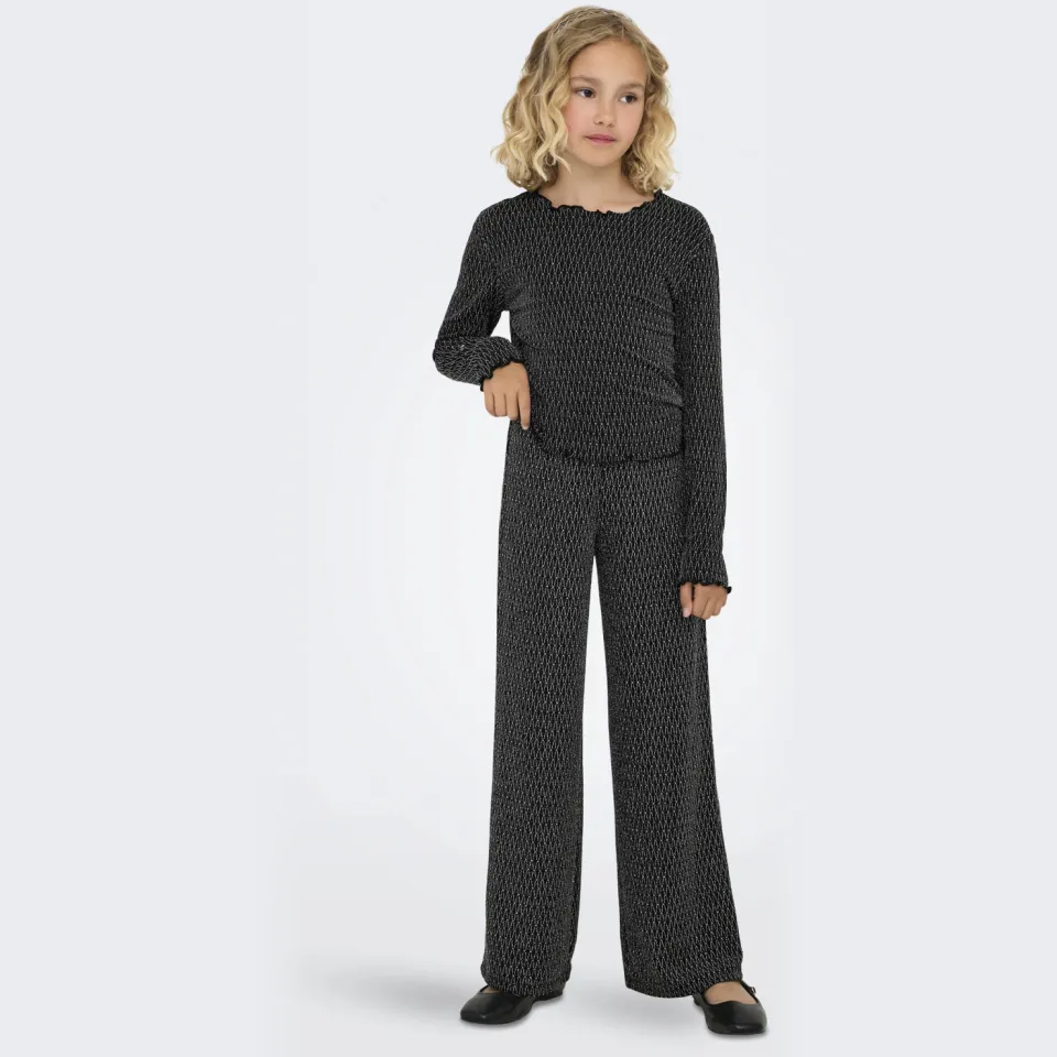 Only wide leg broek zwart zilver Zwart/zilver